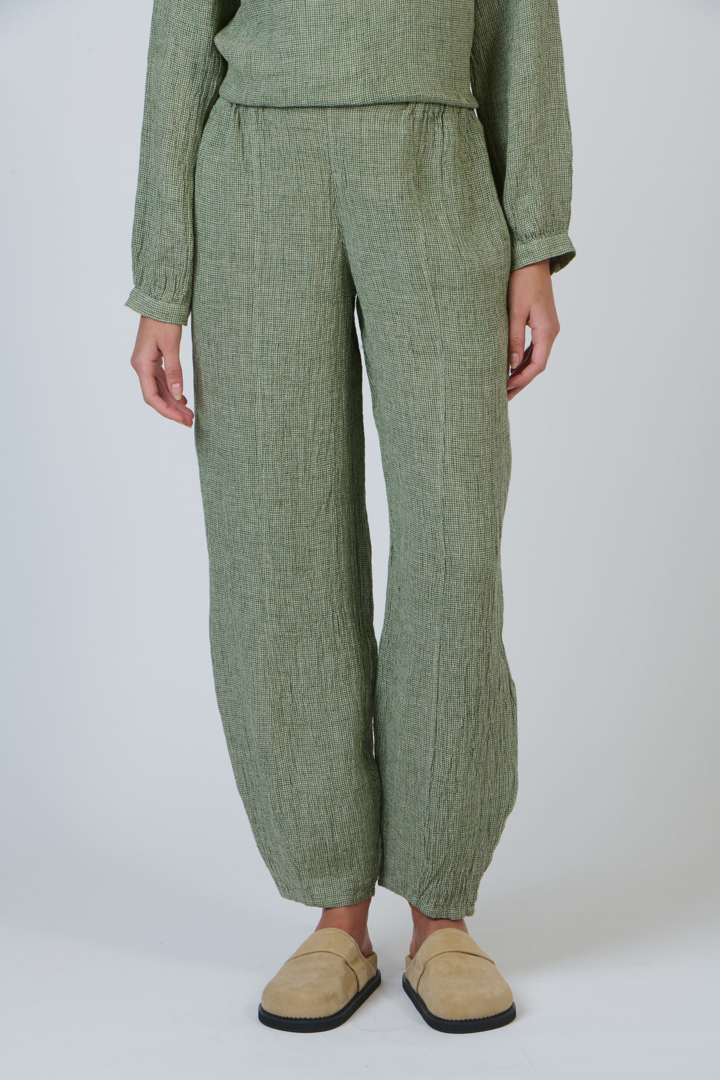 LINEN BALLOON LEG PANT - OREGANO