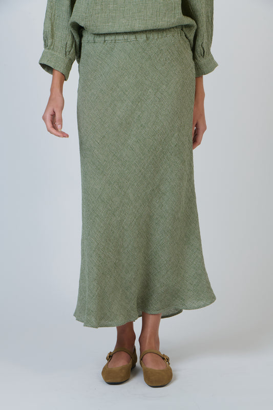 LINEN A-LINE SKIRT - OREGANO