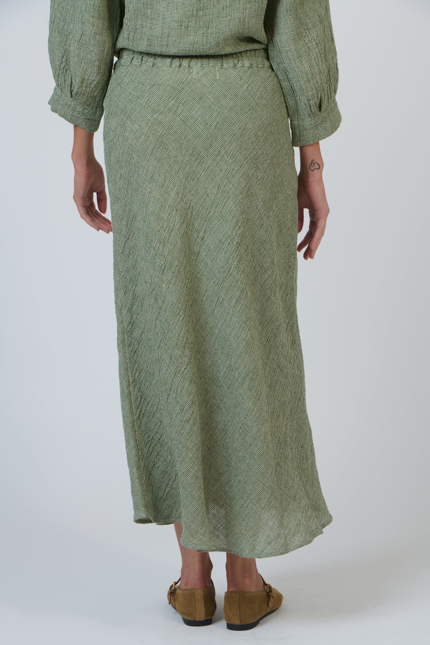 LINEN A-LINE SKIRT - OREGANO