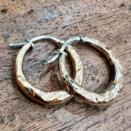 COPPER RUSTIC HOOPS - STERLING SILVER POSTS