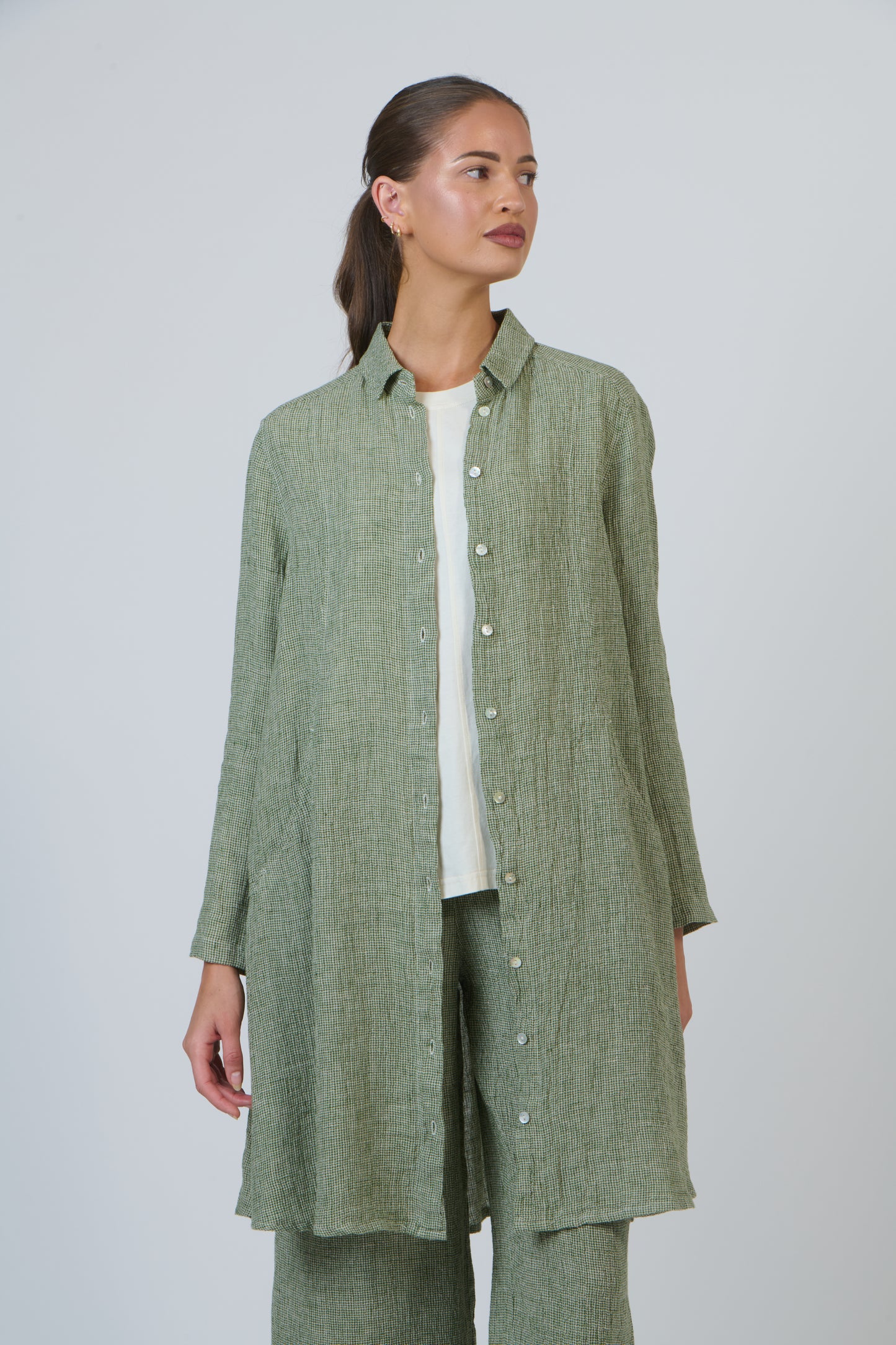 LINEN SHIRT JACKET - OREGANO