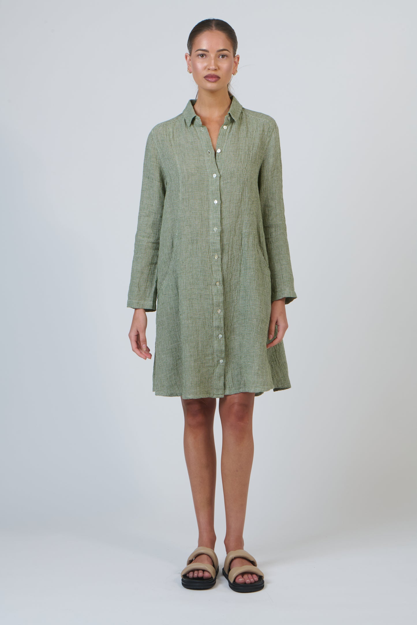 LINEN SHIRT JACKET - OREGANO
