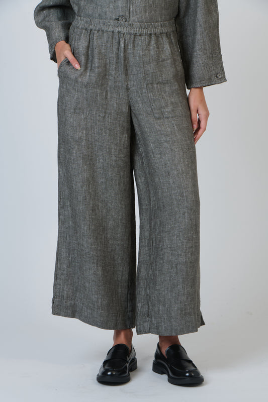 LINEN TROUSERS - TARRAGON
