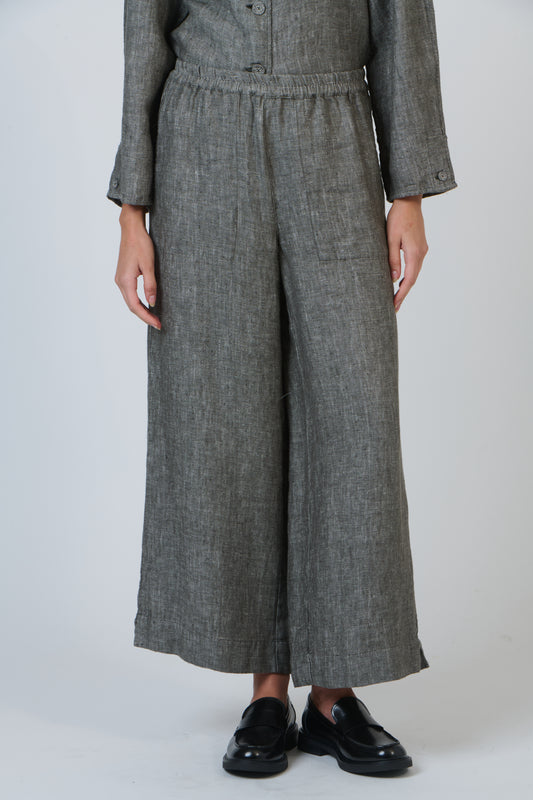 LINEN TROUSERS - TARRAGON