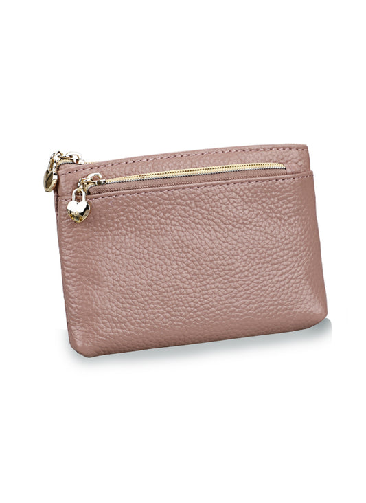 SMALL LEATHER PURSE WITH HEART ZIP