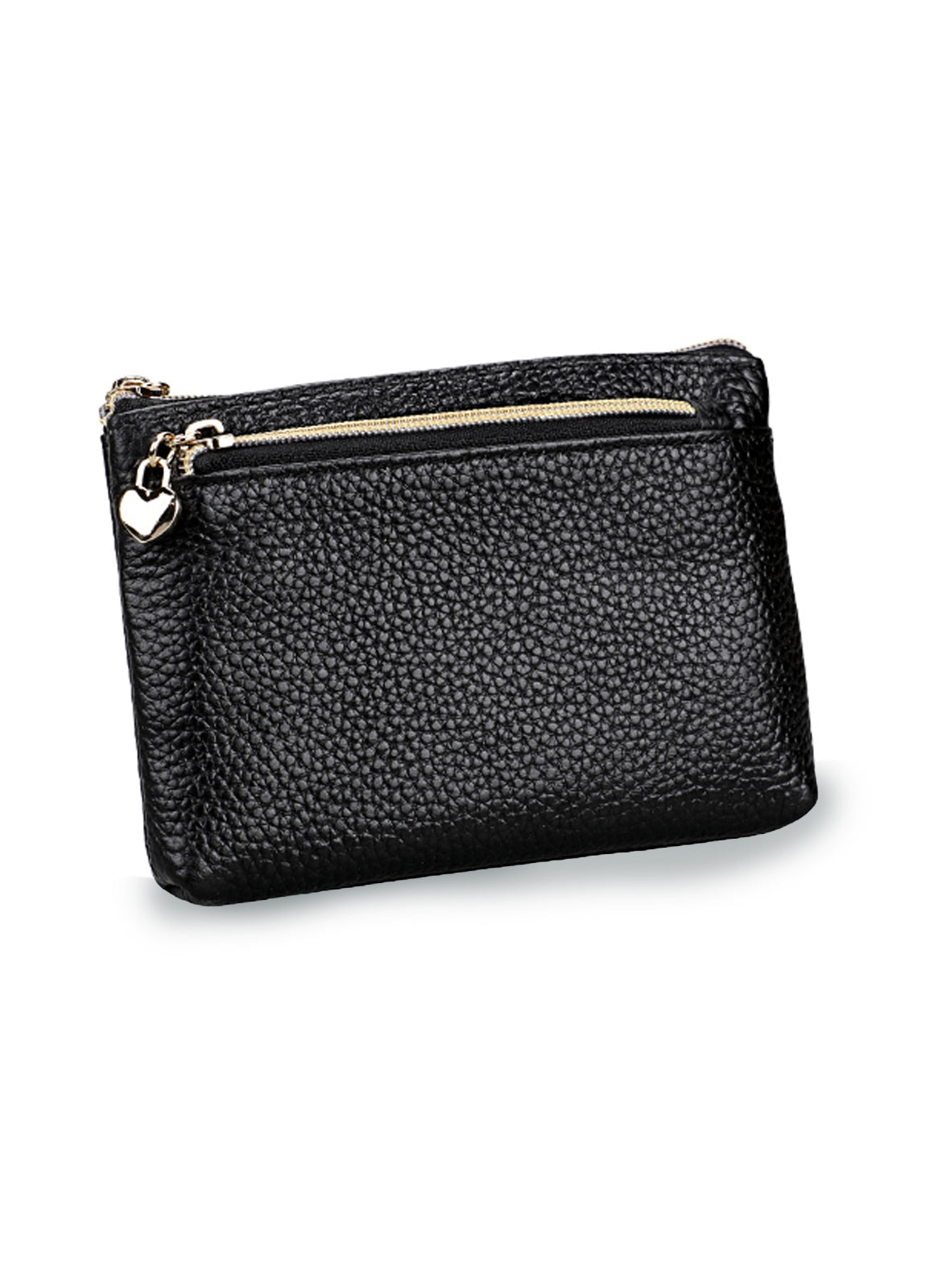 SMALL LEATHER PURSE WITH HEART ZIP