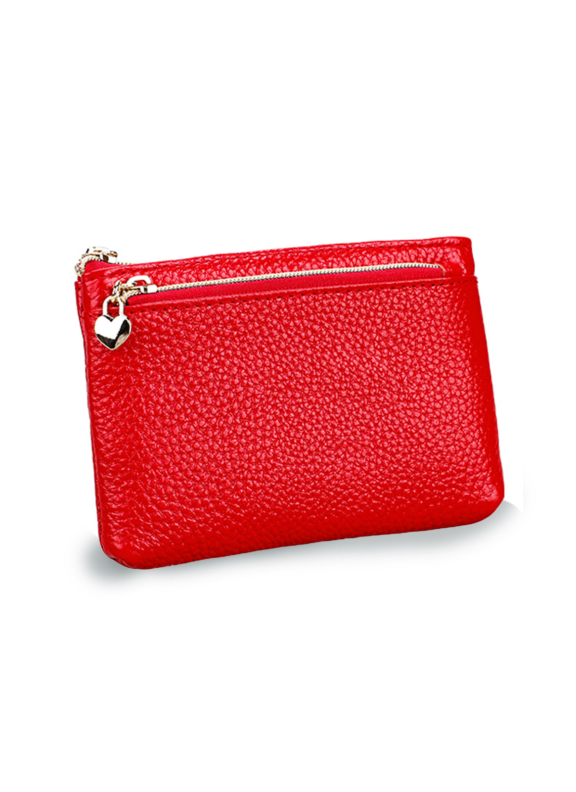 SMALL LEATHER PURSE WITH HEART ZIP