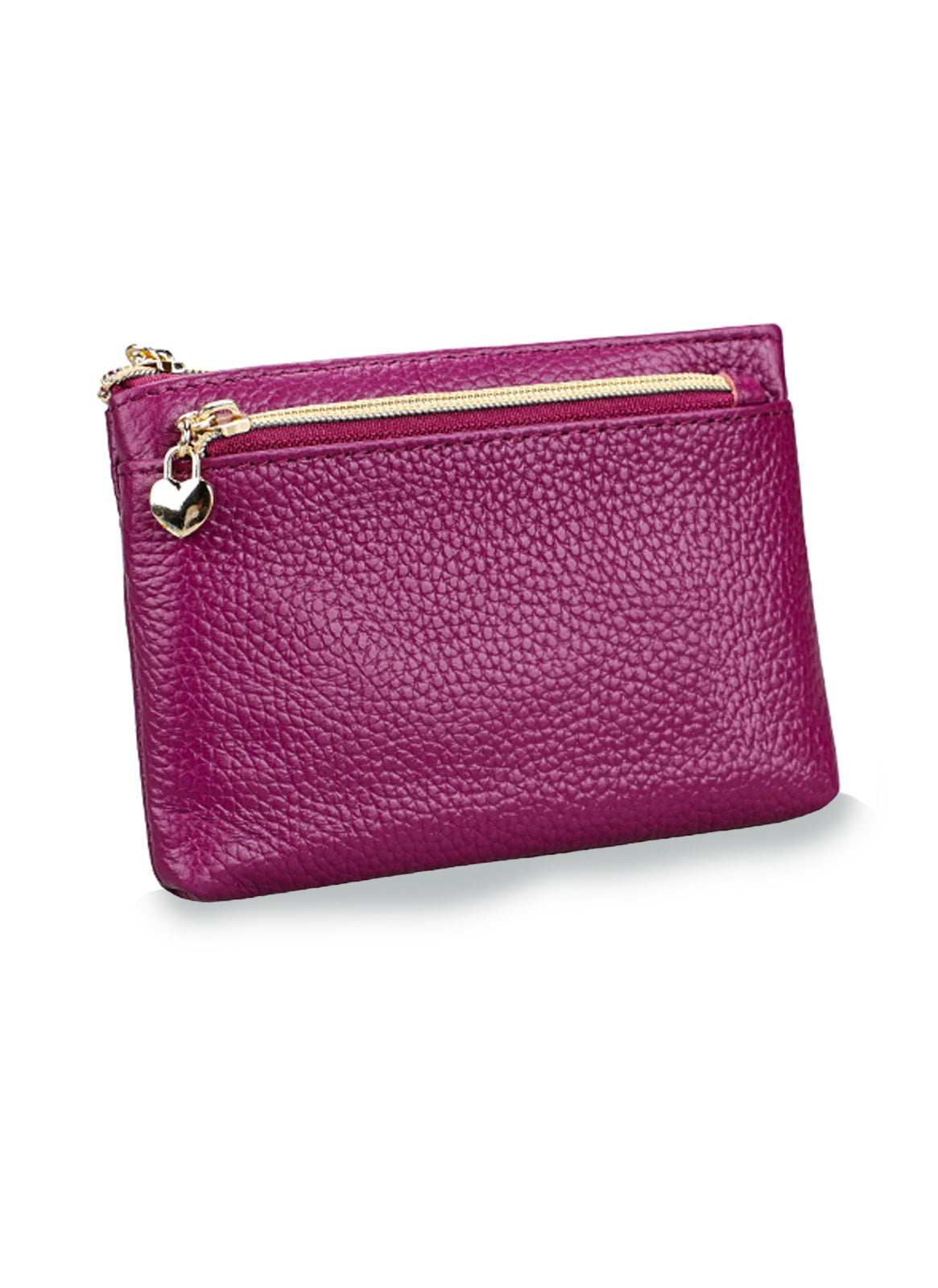 SMALL LEATHER PURSE WITH HEART ZIP