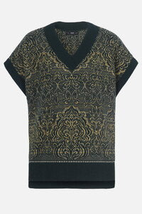 V-NECK SLEEVELESS PULLOVER - FORREST ORNAMENT PATTERN
