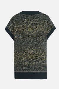 V-NECK SLEEVELESS PULLOVER - FORREST ORNAMENT PATTERN