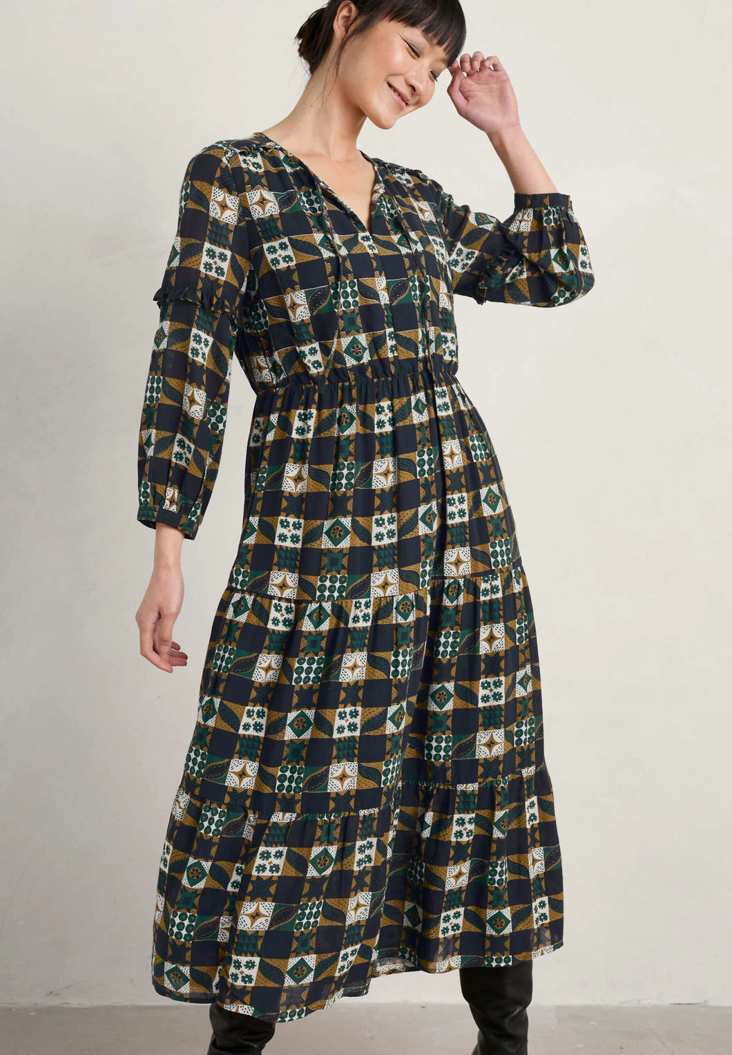 DEARLING DRESS - FOLKY QUILT ONYX