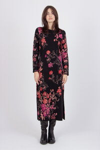 JACQUARD DRESS - CHOCOLATE RED FURNISHING FLORALS