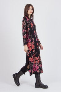 JACQUARD DRESS - CHOCOLATE RED FURNISHING FLORALS