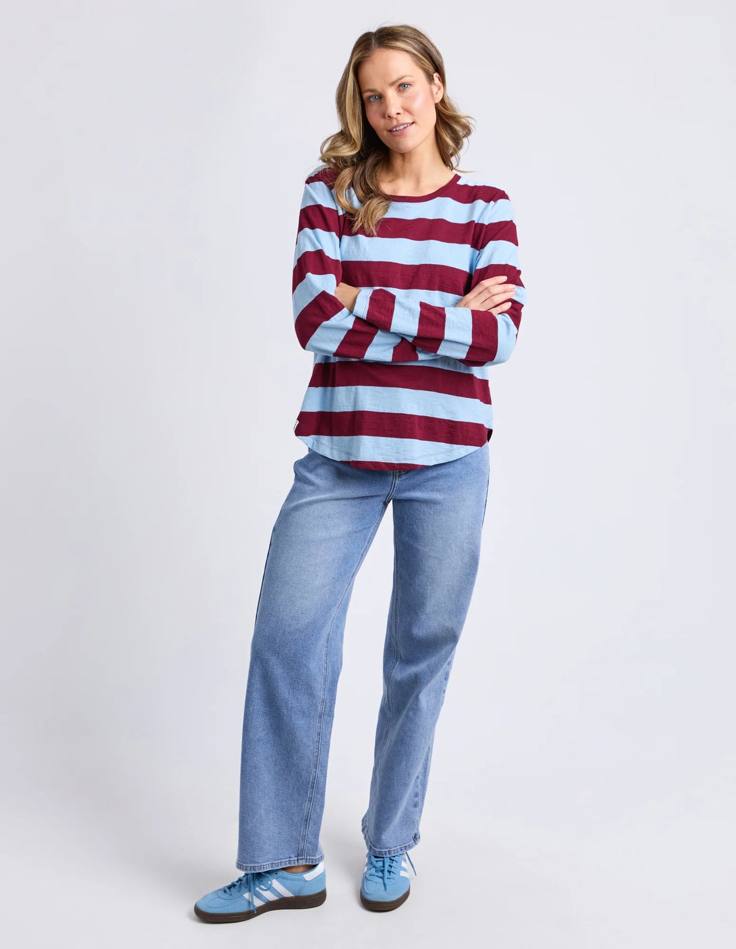 SPRITZ TEE LONG SLEEVE - PLUM & LIGHT BLUE