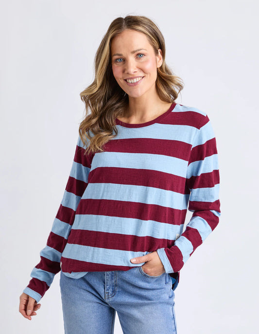 SPRITZ TEE LONG SLEEVE - PLUM & LIGHT BLUE
