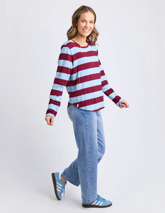 SPRITZ TEE LONG SLEEVE - PLUM & LIGHT BLUE