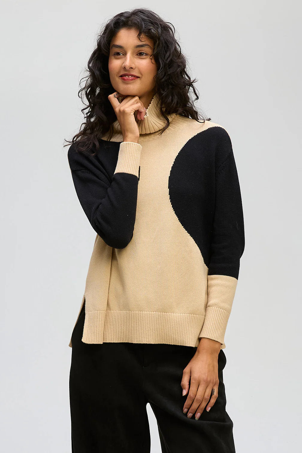 SPOT ON ROLL NECK - TAUPE