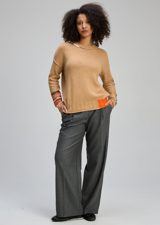 STYLED EDGES JUMPER - CAMEL