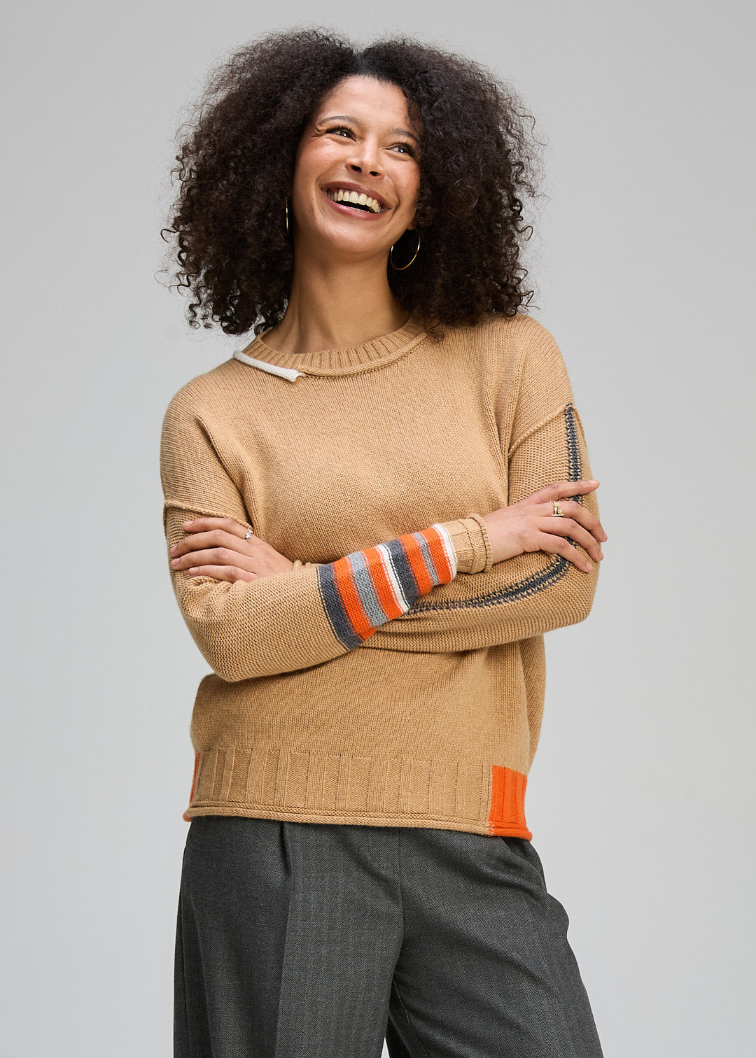 STYLED EDGES JUMPER - CAMEL