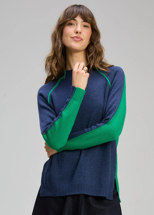 TWO WAY FUNNEL KNIT - DENIM