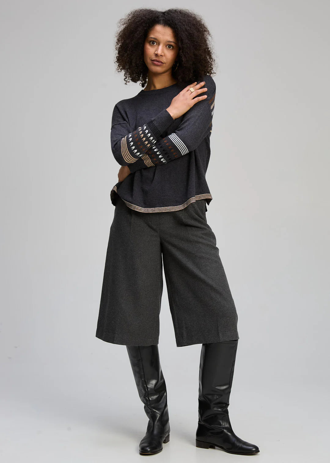 TEXTURED SWING JUMPER - CHARCOAL