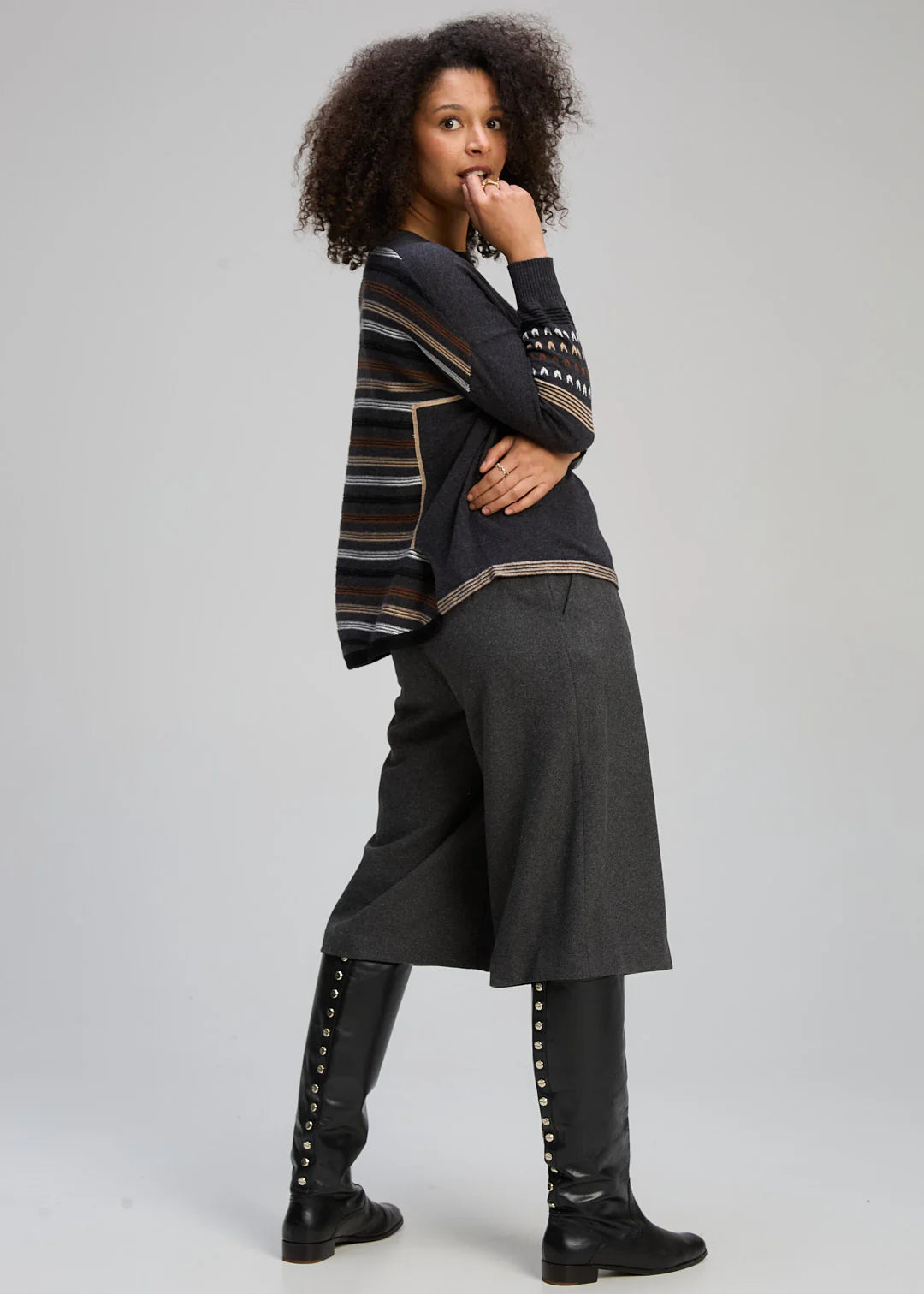 TEXTURED SWING JUMPER - CHARCOAL
