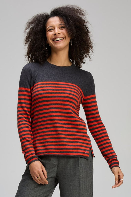 DETAIL STRIPE CREW - CHARCOAL
