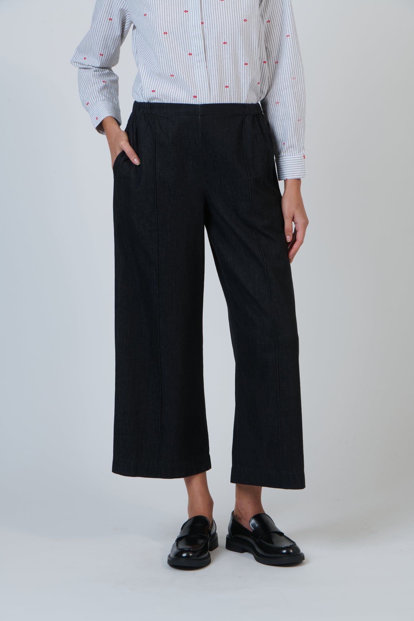 LINEN WIDE CROP PANT - BIKIE