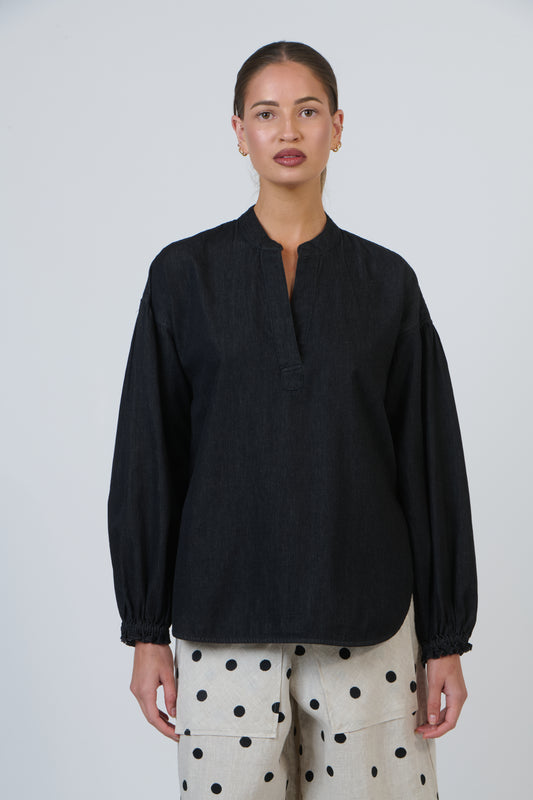 LINEN V-NECK SHIRT - BIKIE