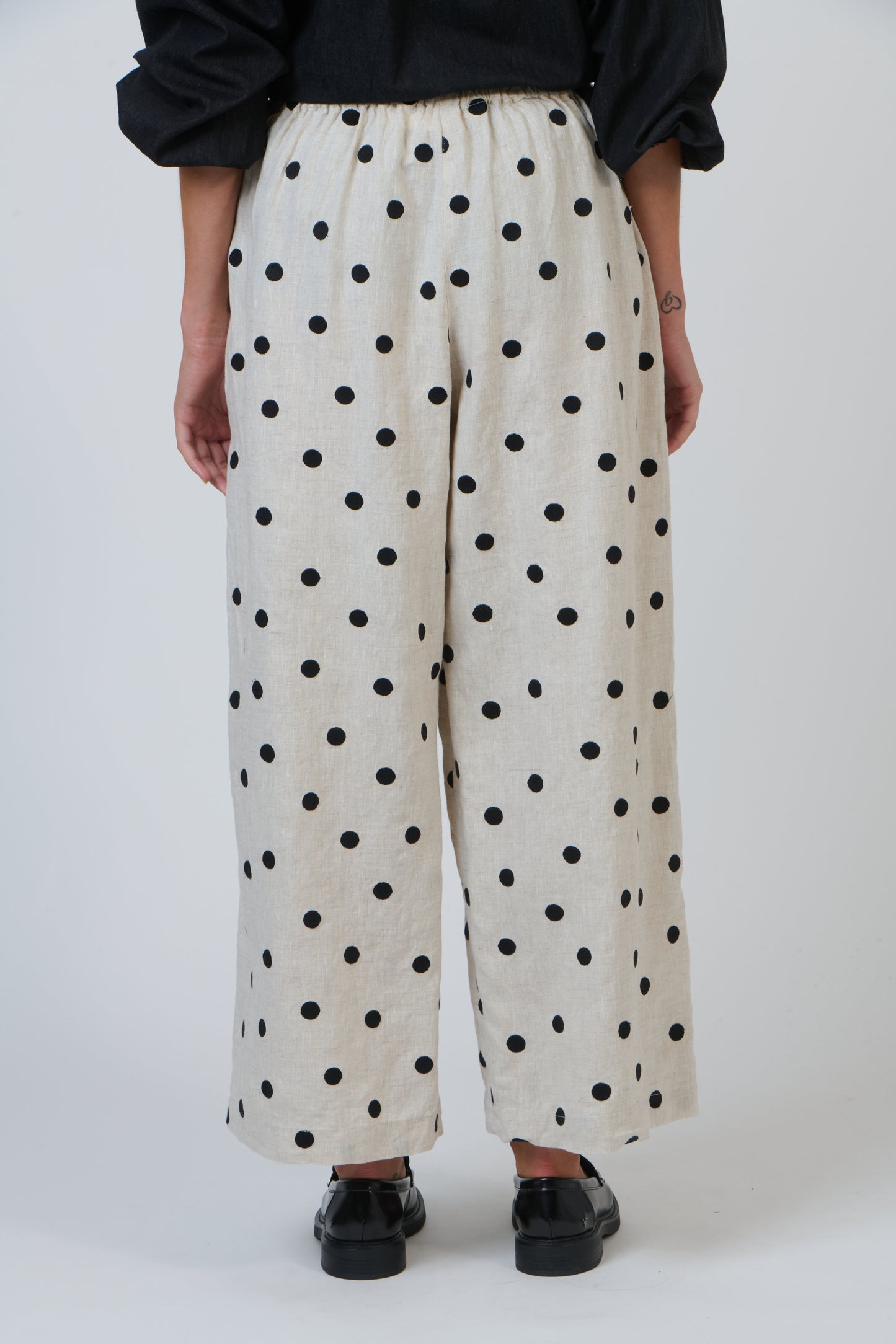 LINEN WIDE SPOT PANT - POPPY SEED
