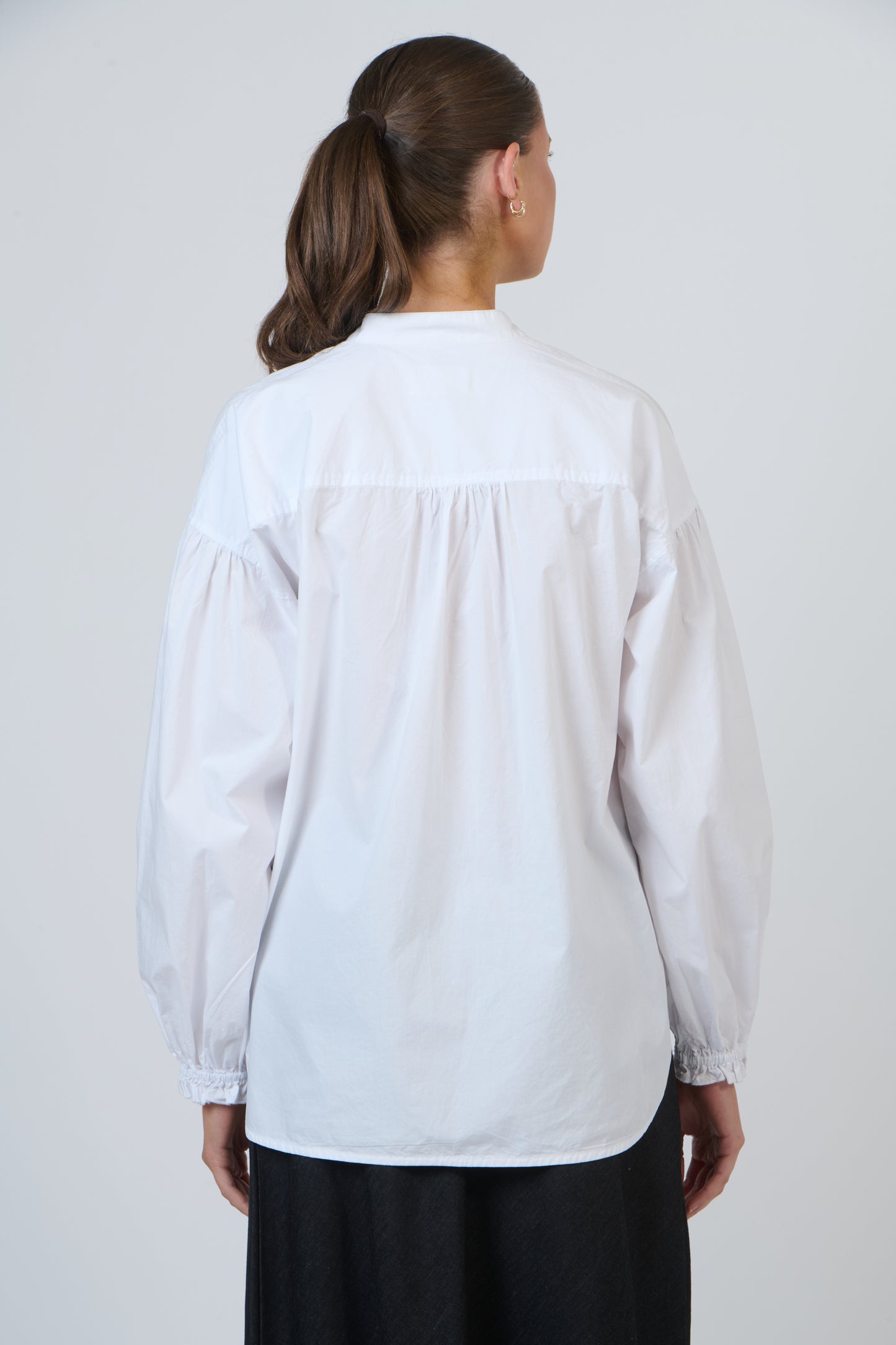 COTTON V-NECK SHIRT - WHITE