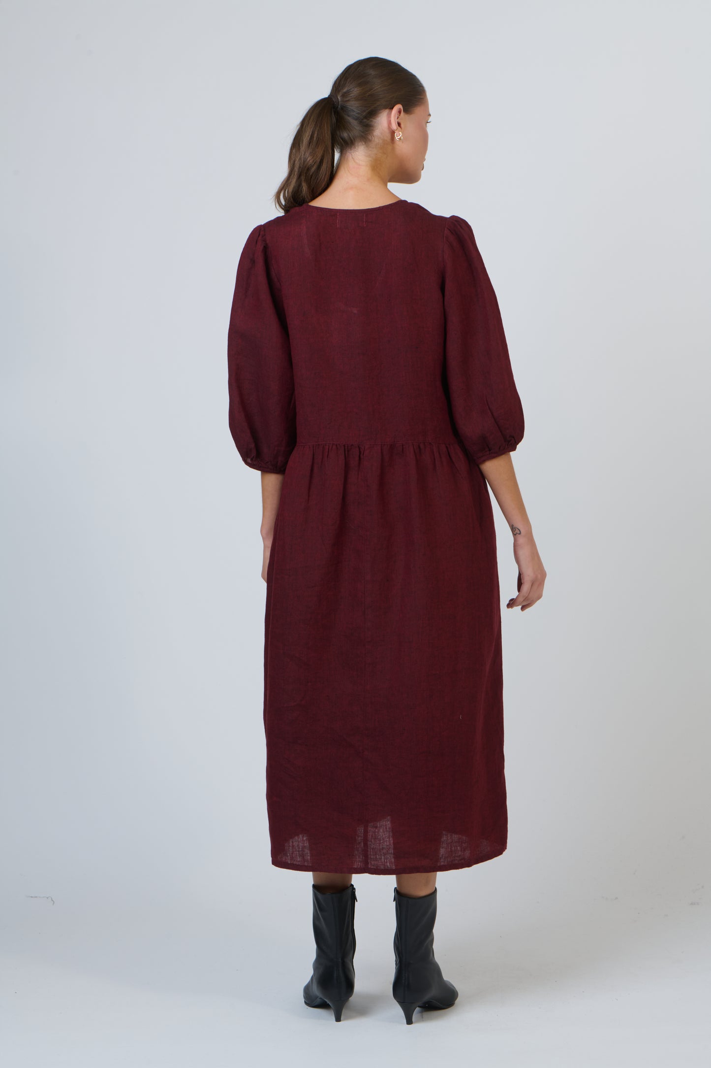 LINEN DRESS - REDWOOD