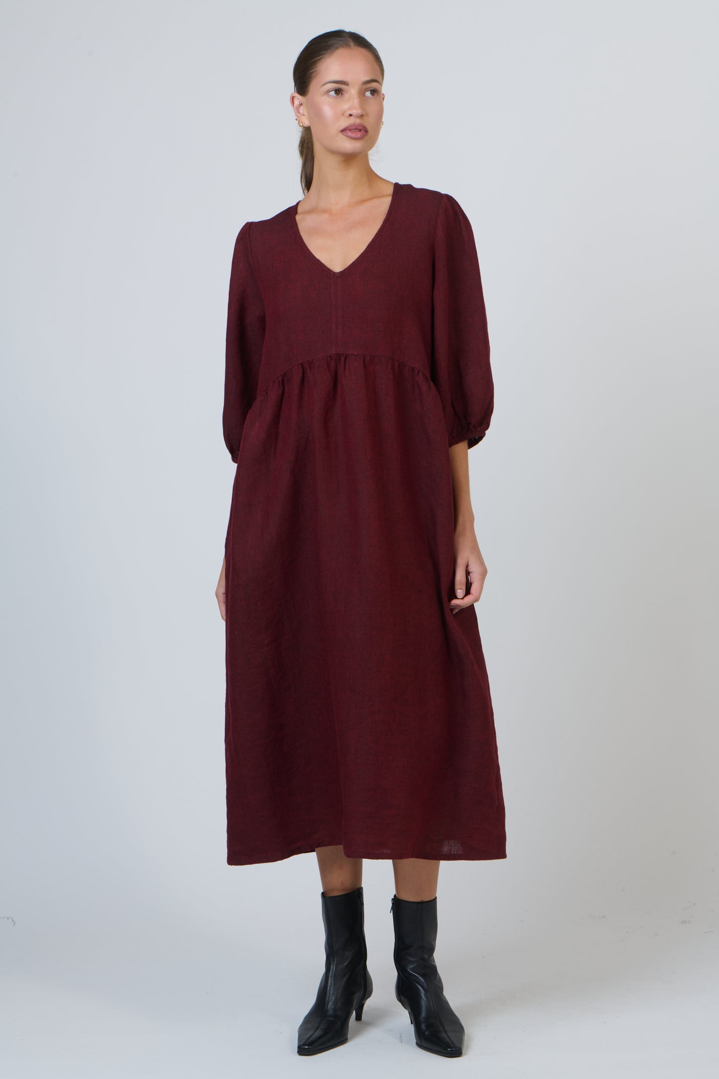LINEN DRESS - REDWOOD