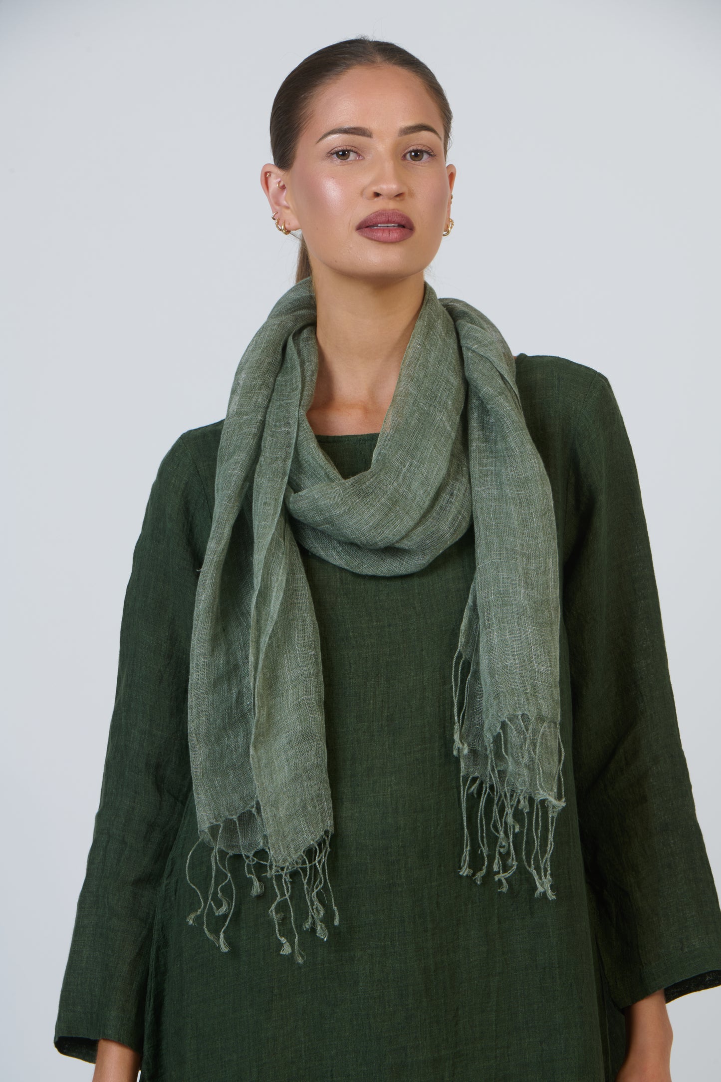 LINEN SCARF - KHAKI