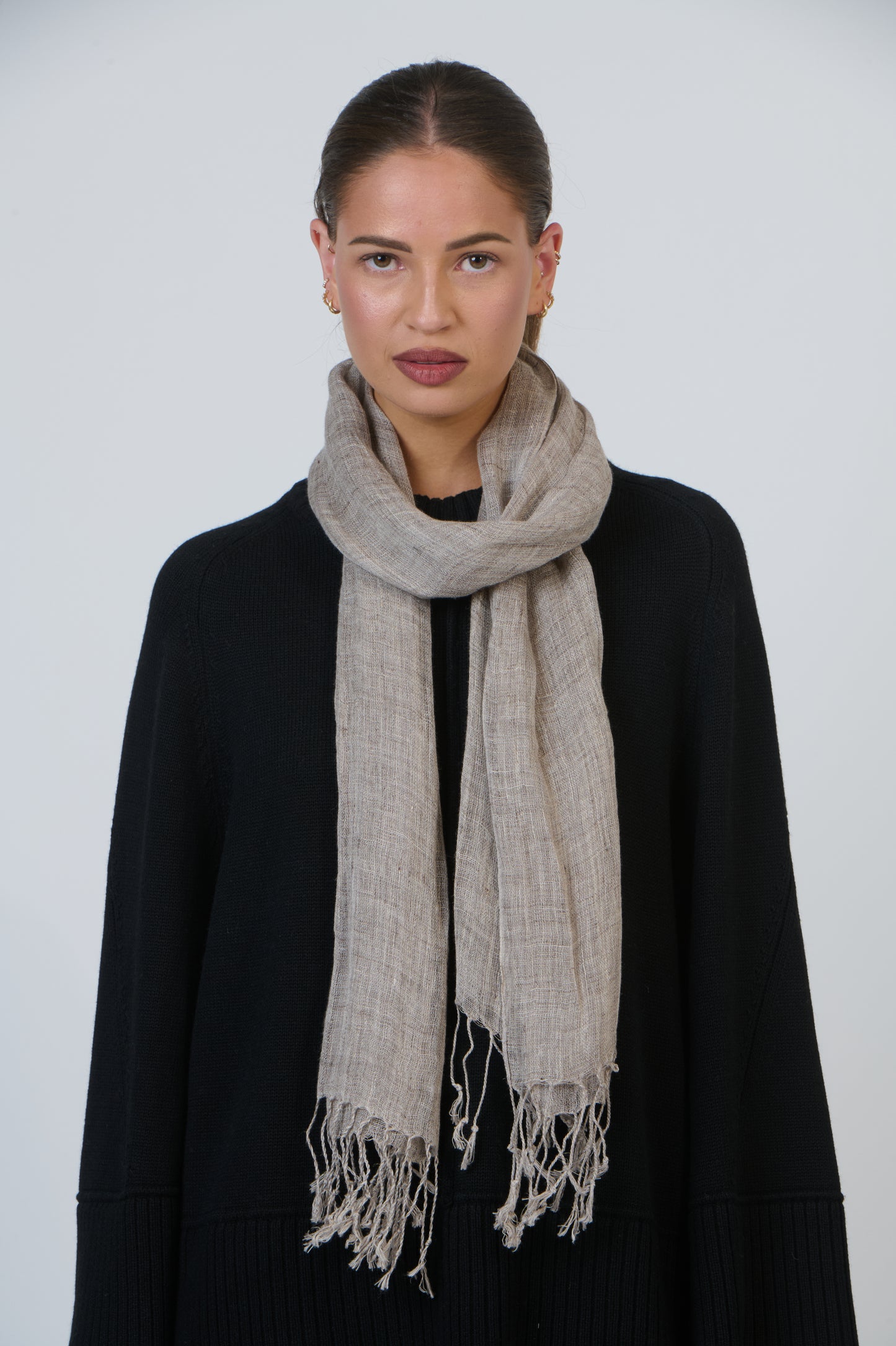 LINEN SCARF - TAUPE