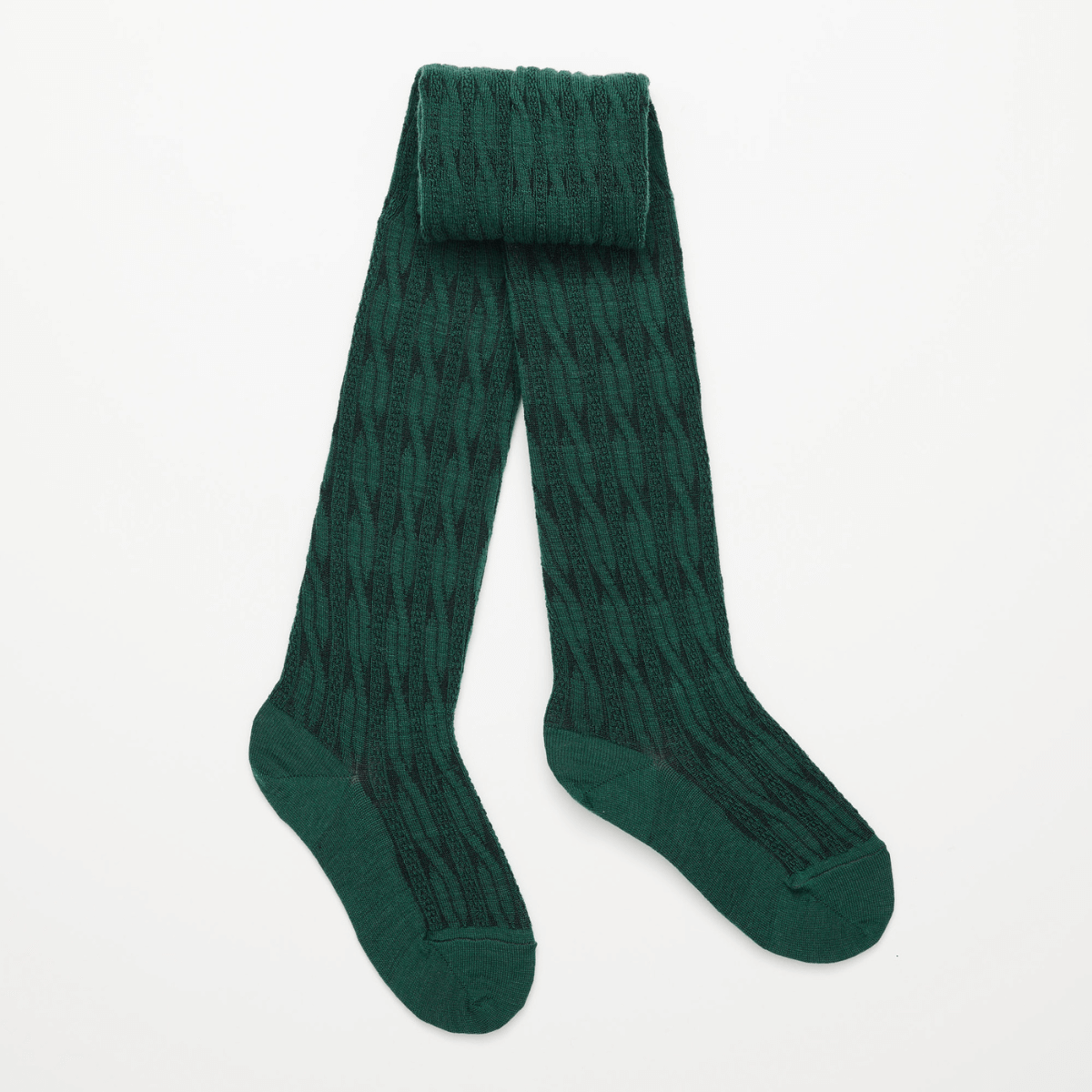 MERINO CABLE TIGHTS - FOREST SMALL