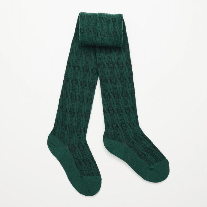MERINO CABLE TIGHTS - FOREST SMALL