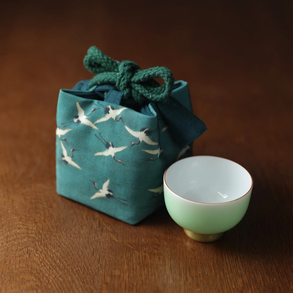 JAPANESE TEAWARE TRAVEL BAG - BIRDS
