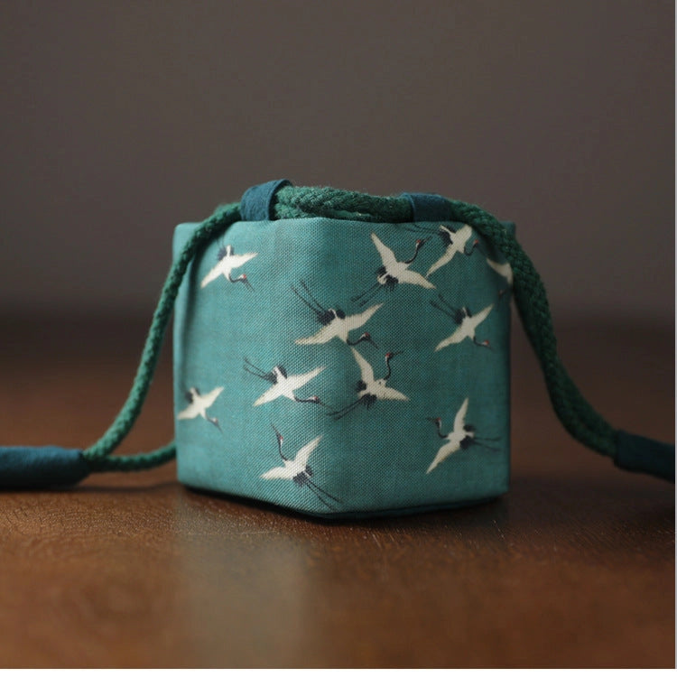JAPANESE TEAWARE TRAVEL BAG - BIRDS