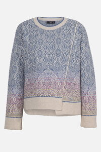 BOAT NECK ASYMMETRIC ORNAMENT PATTERN - OFF WHITE