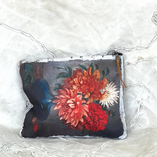CANVAS PAINTING ZIP CLUTCH-DAHLIA