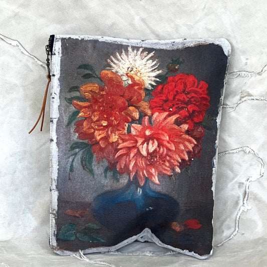 CANVAS PAINTING ZIP CLUTCH-DAHLIA