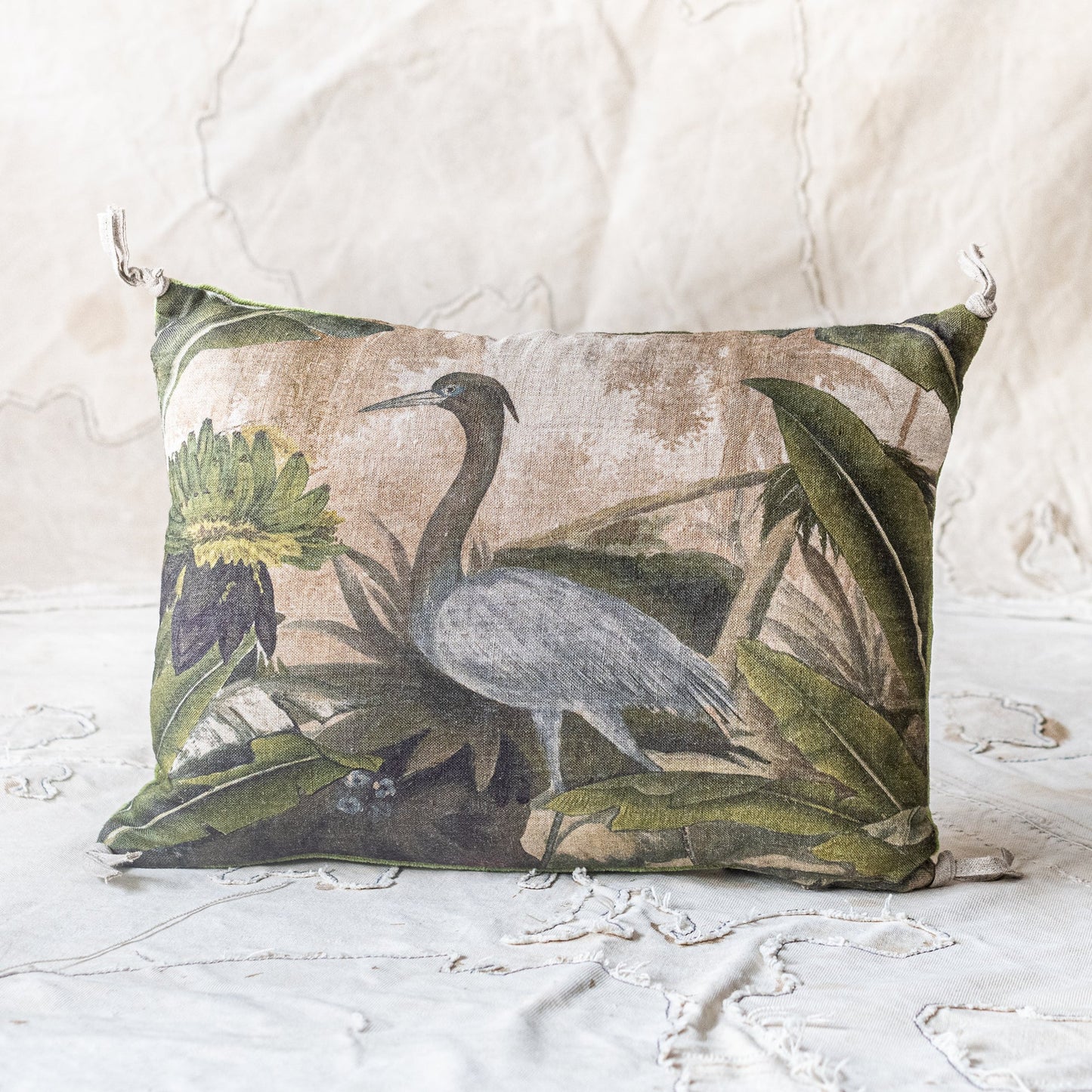 COCHIN FRENCH LINEN CUSHION - BIRD