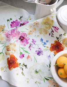 LINEN TEA TOWELS - RANNUNCULAS