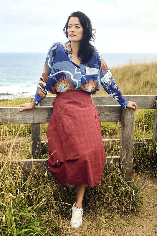 MILWAUKEE TEXTURED SKIRT - BURNT ORANGE