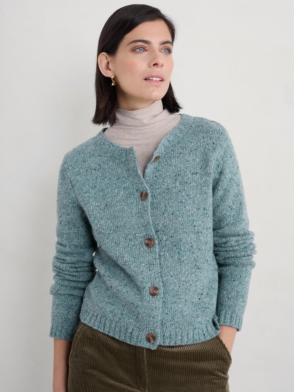 DAWSON PICK MERINO CARDIGAN - LICHEN
