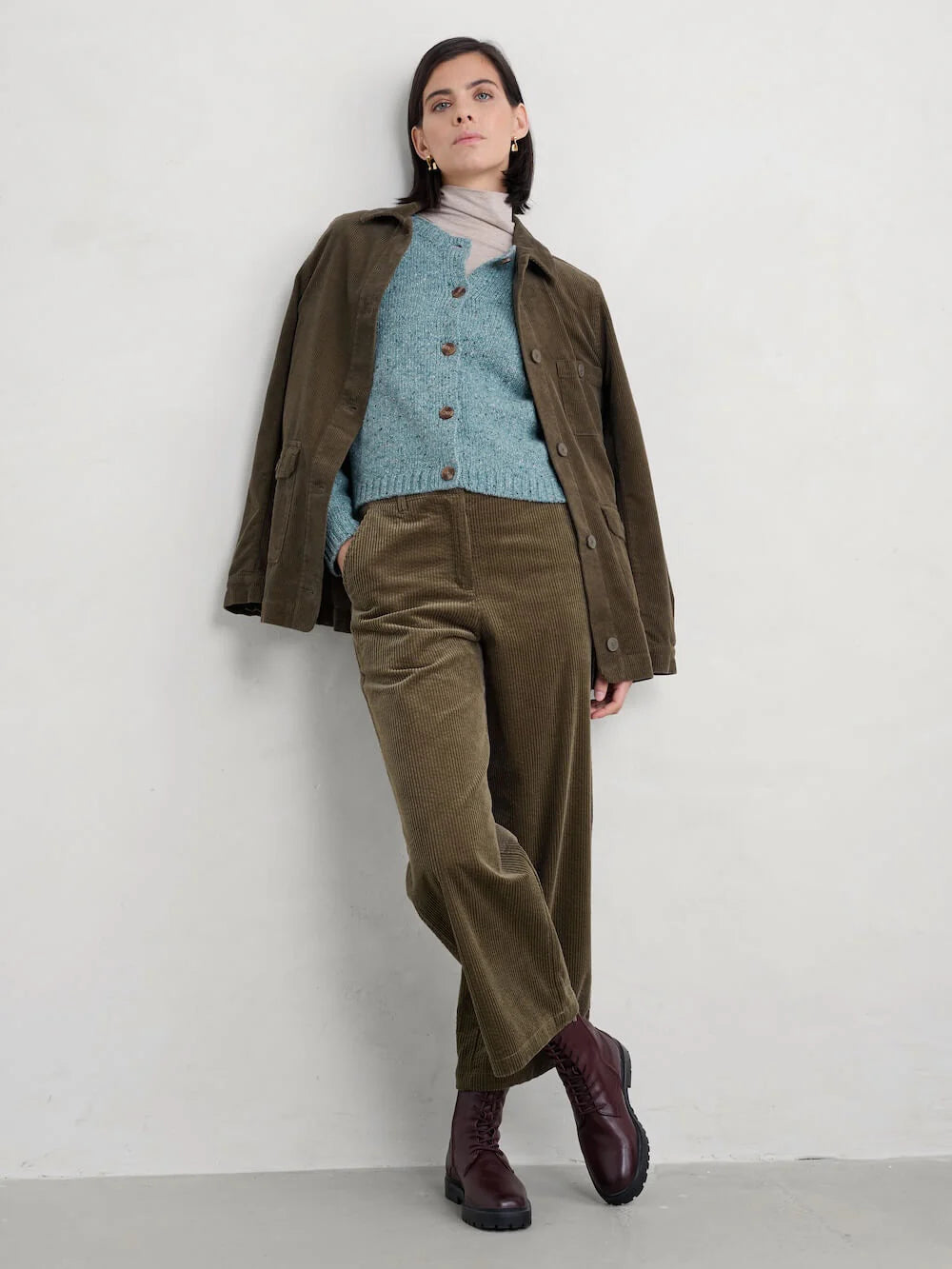 DAWSON PICK MERINO CARDIGAN - LICHEN