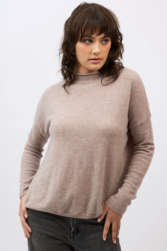SLOAN MOCK NECK SWEATER - TOAST
