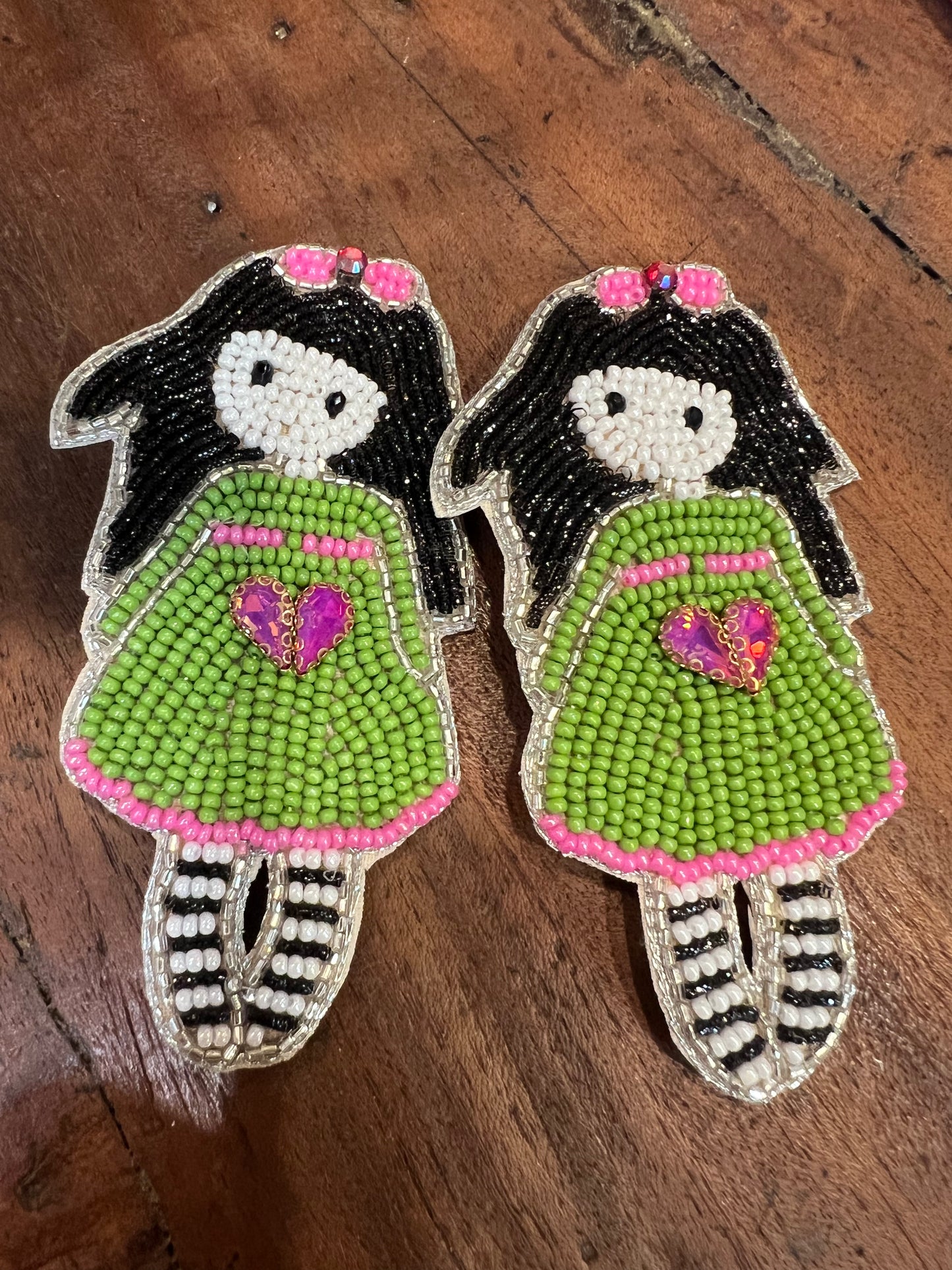 SIA GIRL IN GREEN DRESS BEADED BROOCH