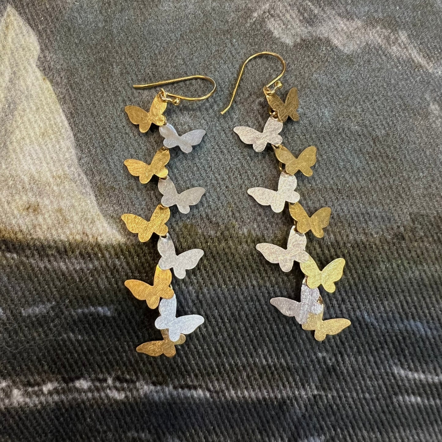 BUTTERFLY WISHES DROP EARRING - 22 KT GOLD ON SILVER